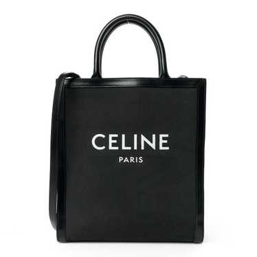 CELINE Canvas Calfskin Small Vertical Cabas Black - image 1