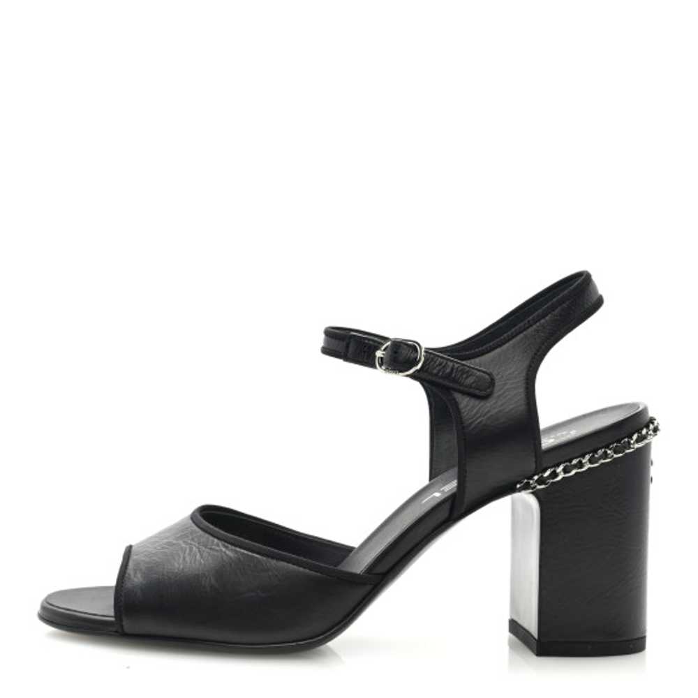 CHANEL Laminated Calfskin Chain CC Sandals 38.5 B… - image 1