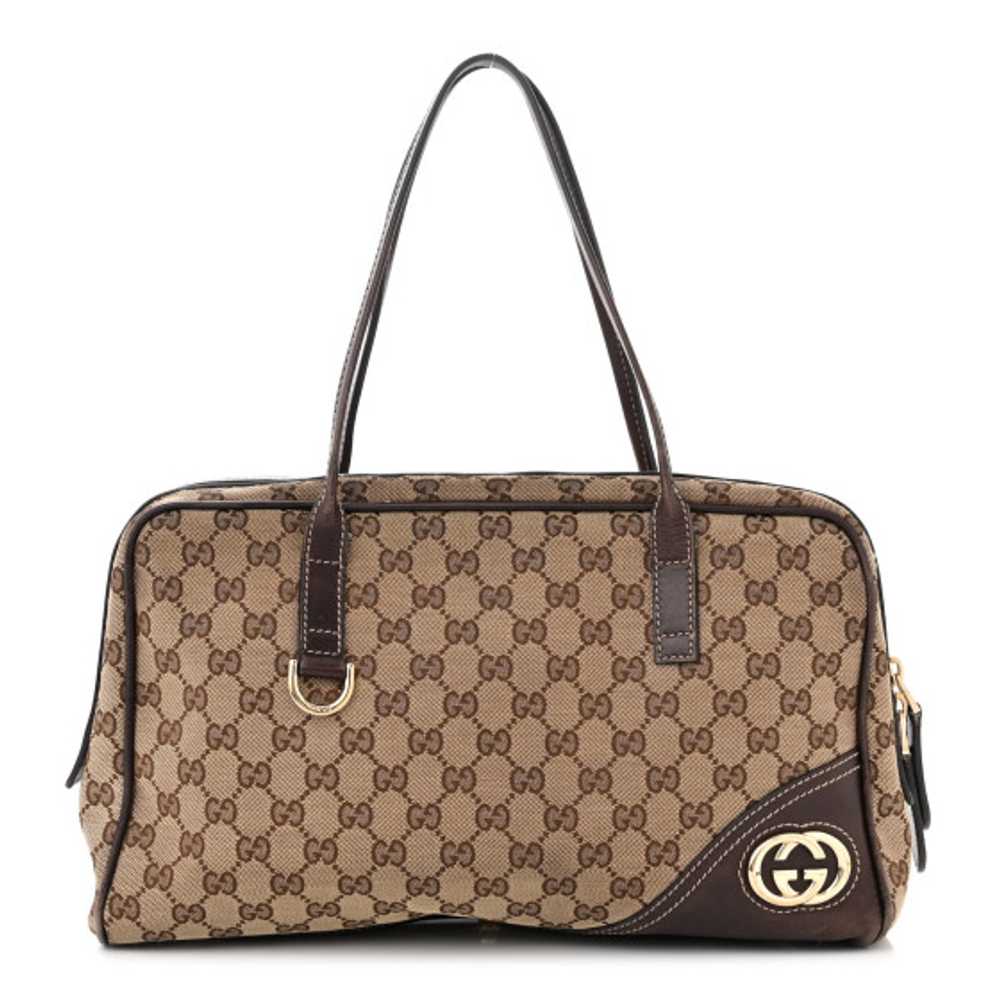 GUCCI Monogram New Britt Medium Boston Dark Brown - image 1