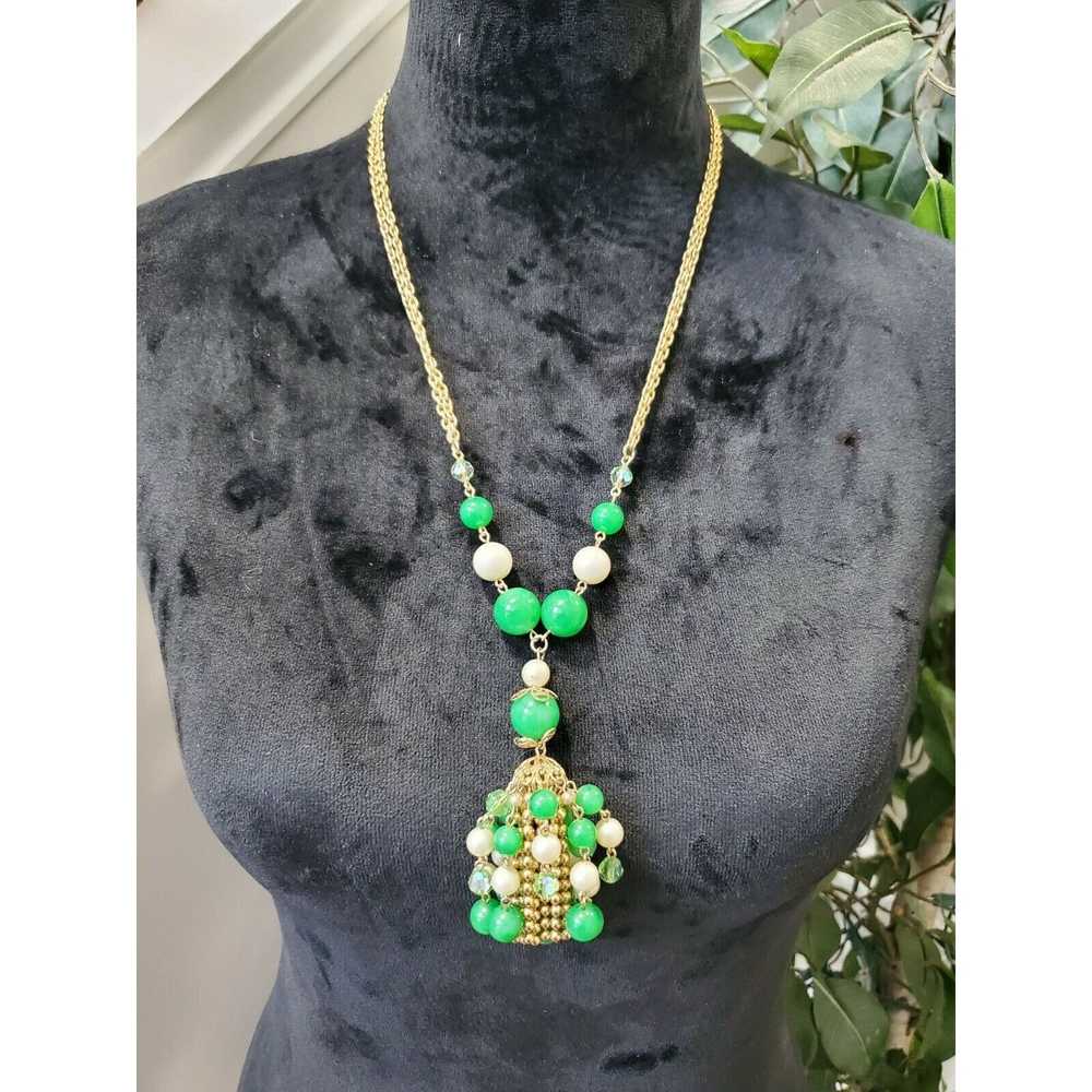 Unbrnd Green and White Pearl Beaded Necklace - image 1