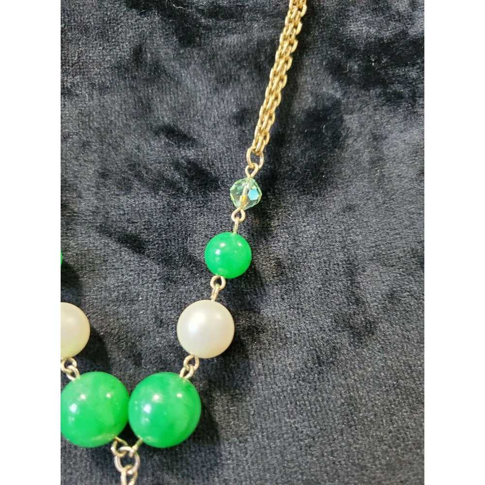 Unbrnd Green and White Pearl Beaded Necklace - image 4