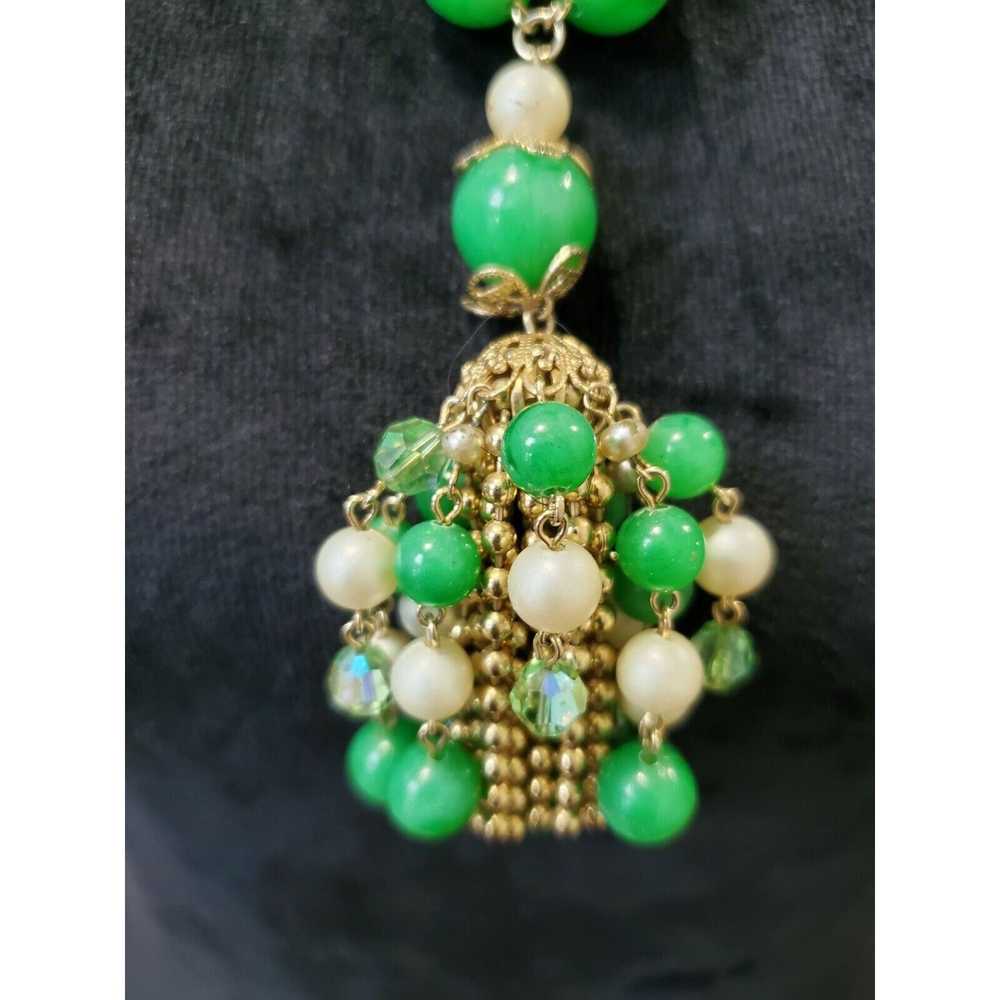 Unbrnd Green and White Pearl Beaded Necklace - image 5