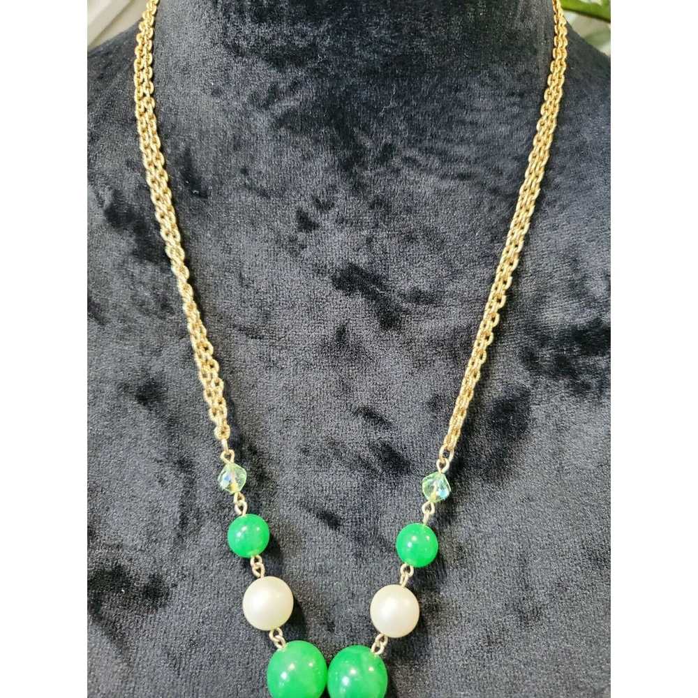 Unbrnd Green and White Pearl Beaded Necklace - image 7