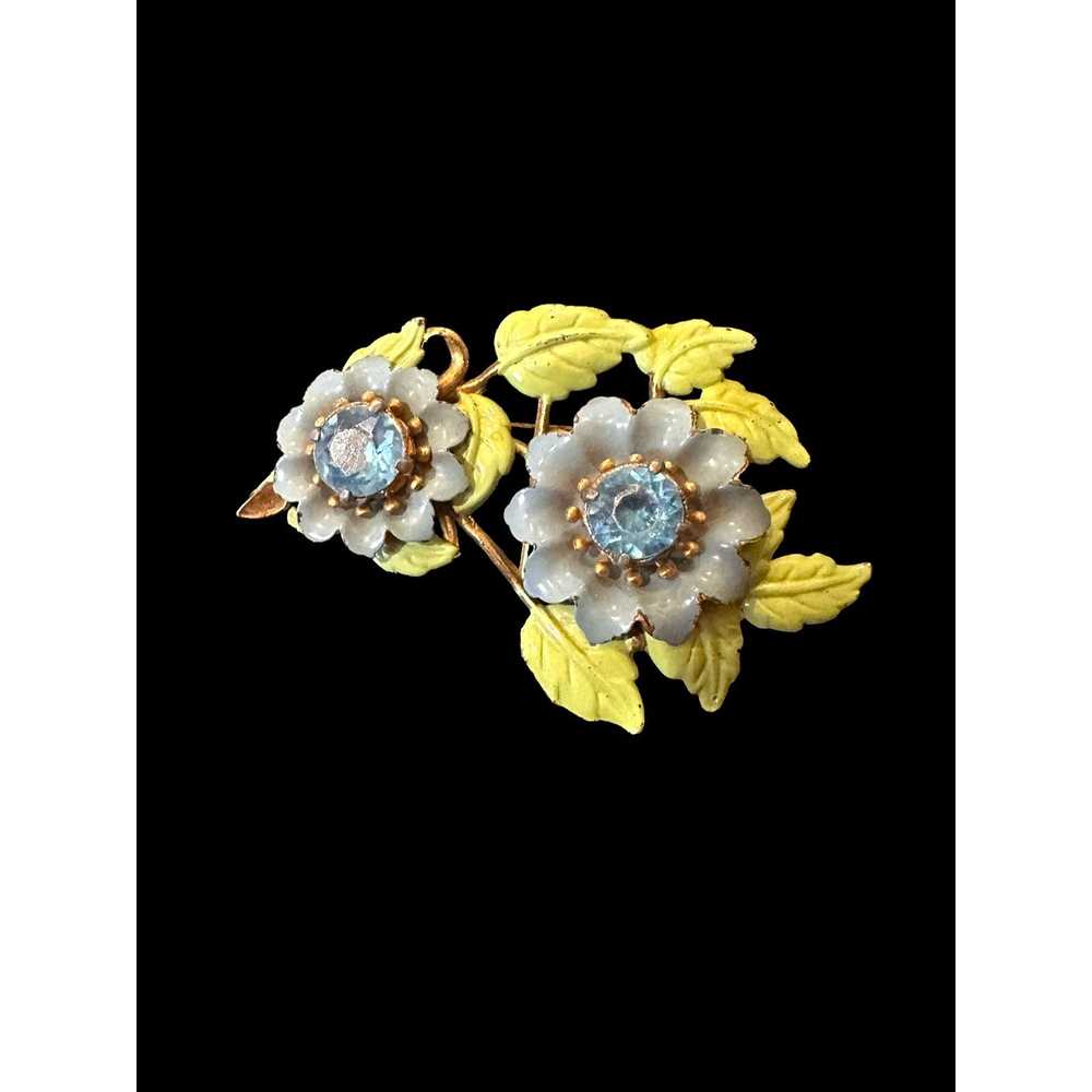 Vintage Designer Statement Brooch with two Blue F… - image 5