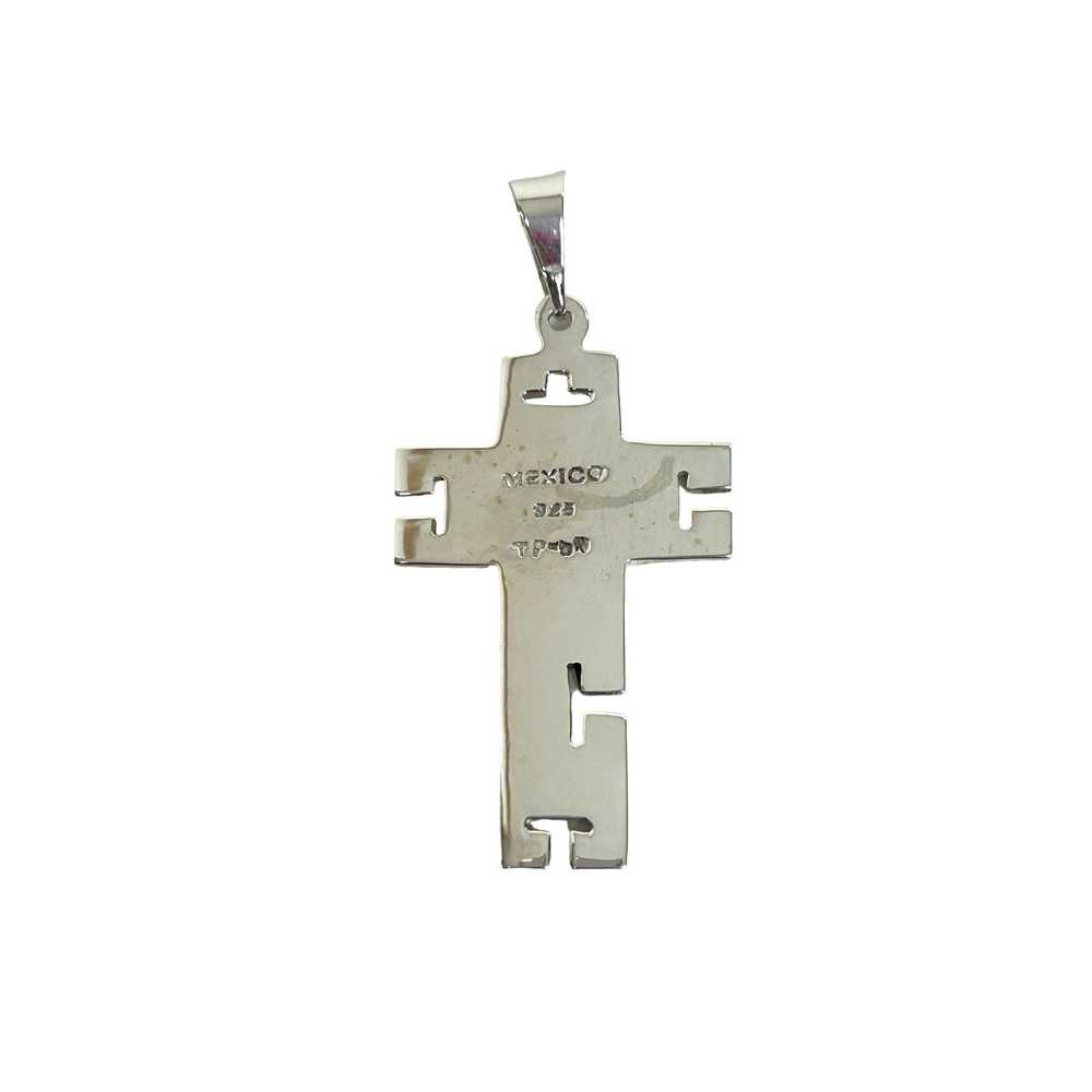 Other Cross Pendant Sterling Silver Turquoise Inl… - image 3