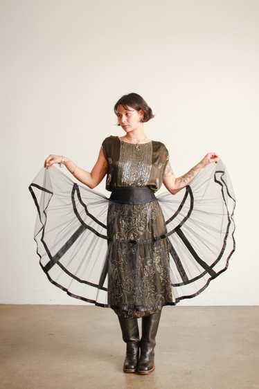 1950s Black Mesh Sheer Crinoline Skirt