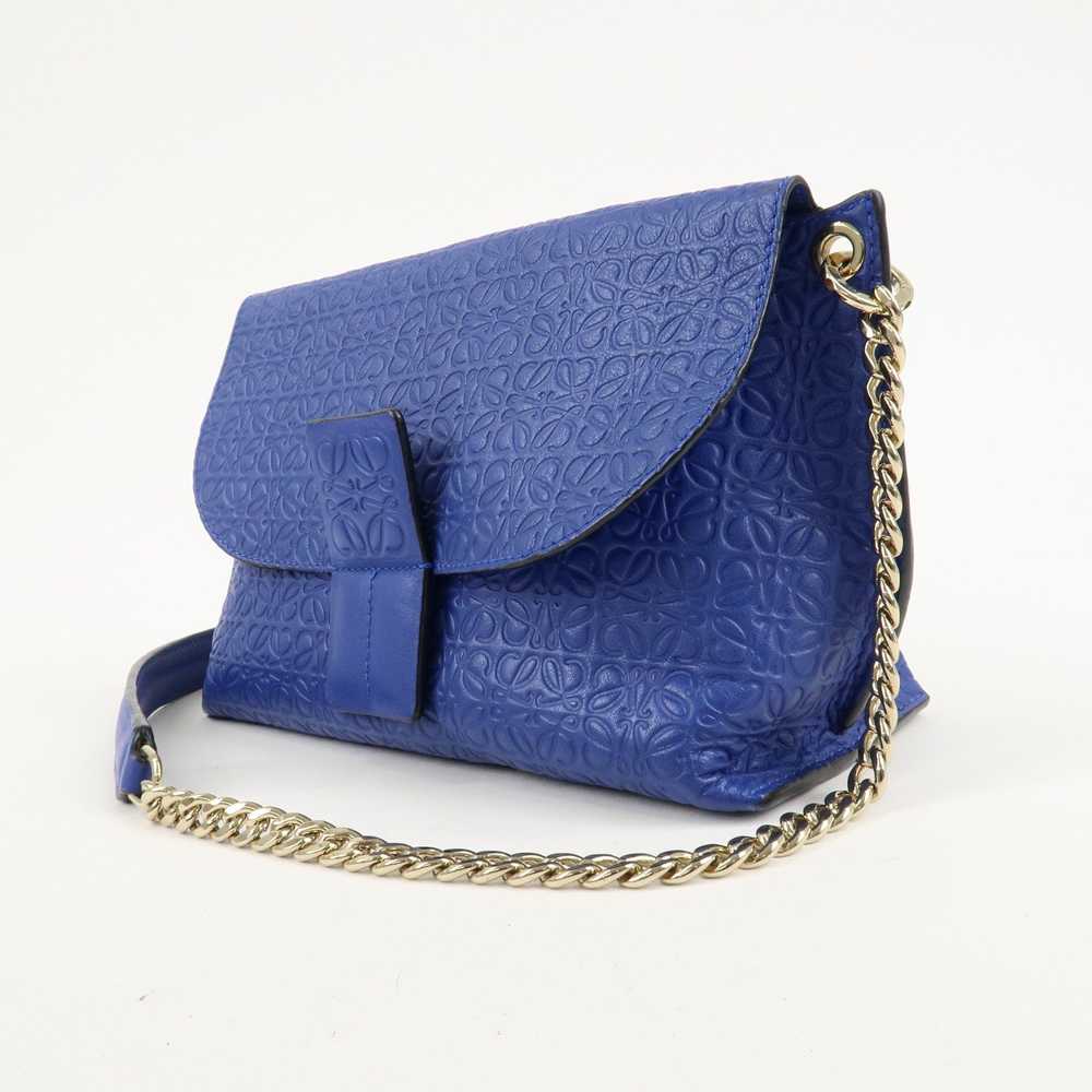 LOEWE Repeat Anagram Chain Shoulder Bag Blue Gold… - image 3