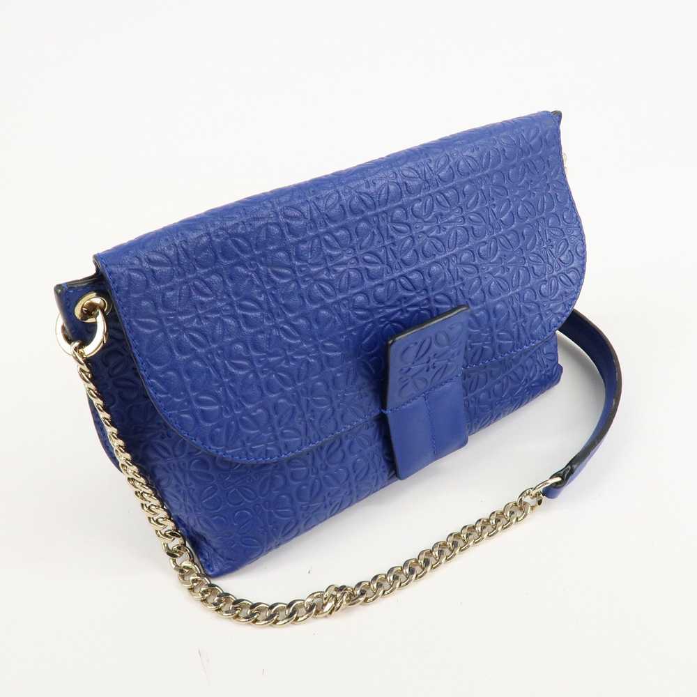 LOEWE Repeat Anagram Chain Shoulder Bag Blue Gold… - image 4