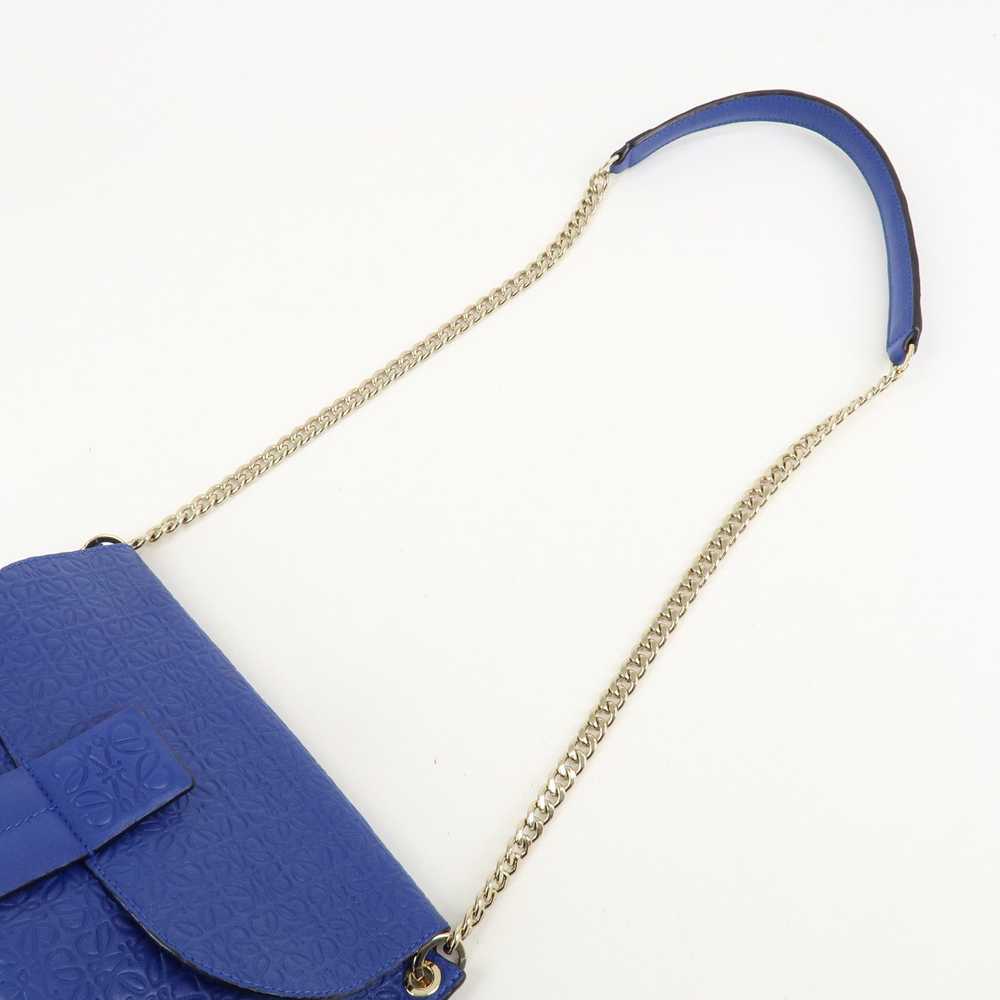 LOEWE Repeat Anagram Chain Shoulder Bag Blue Gold… - image 6