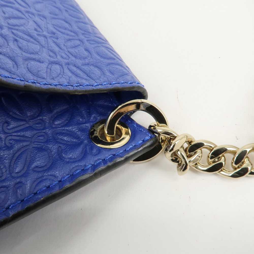 LOEWE Repeat Anagram Chain Shoulder Bag Blue Gold… - image 9