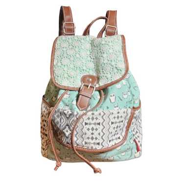 UNIONBAY Owl Themed Green Fabric & Lace Backpack … - image 1