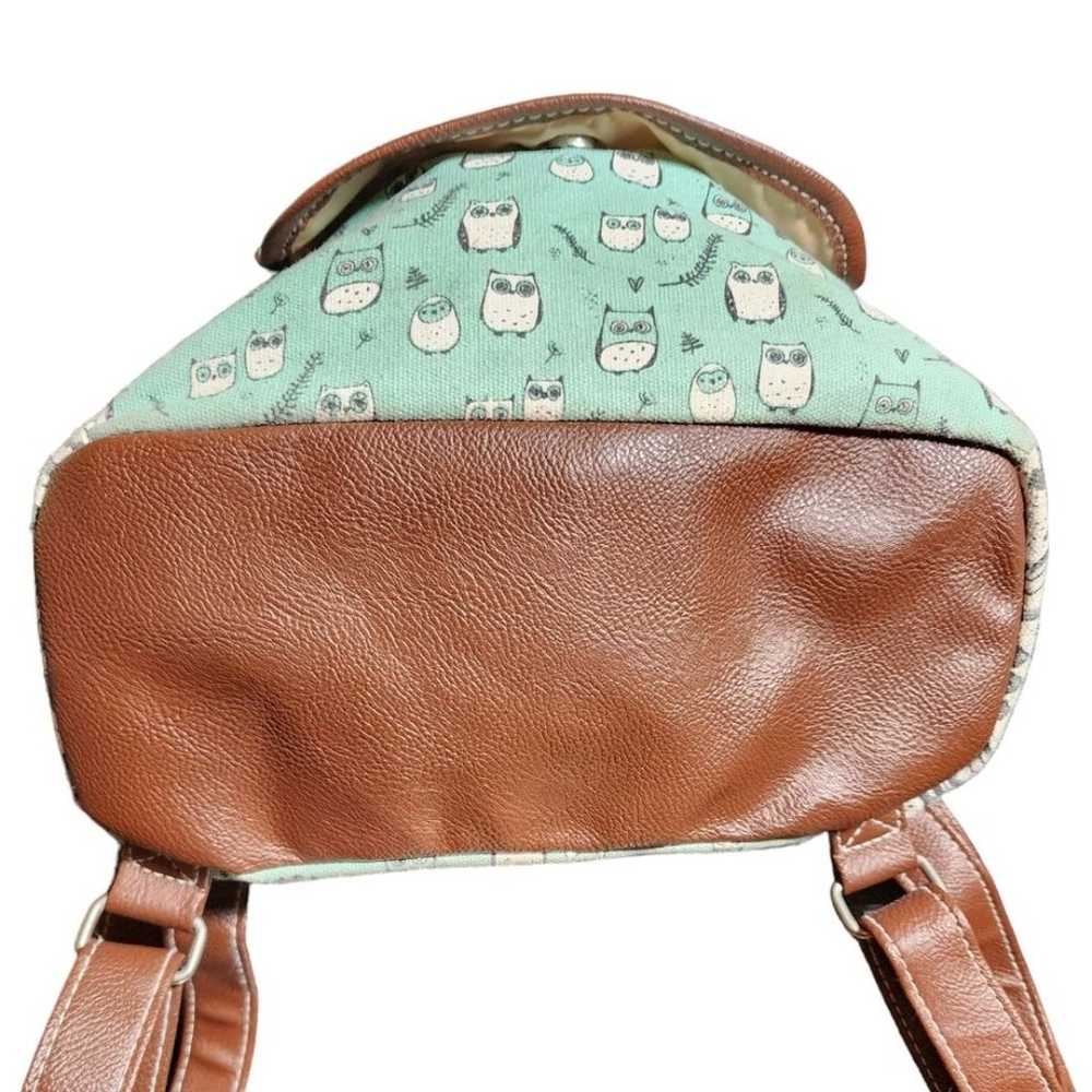 UNIONBAY Owl Themed Green Fabric & Lace Backpack … - image 5