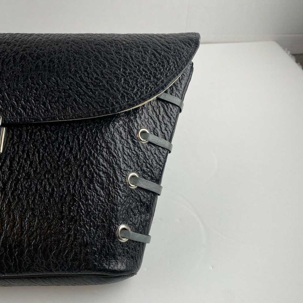 Vintage Clutch Bag Purse Black Pebbled Leather Si… - image 3