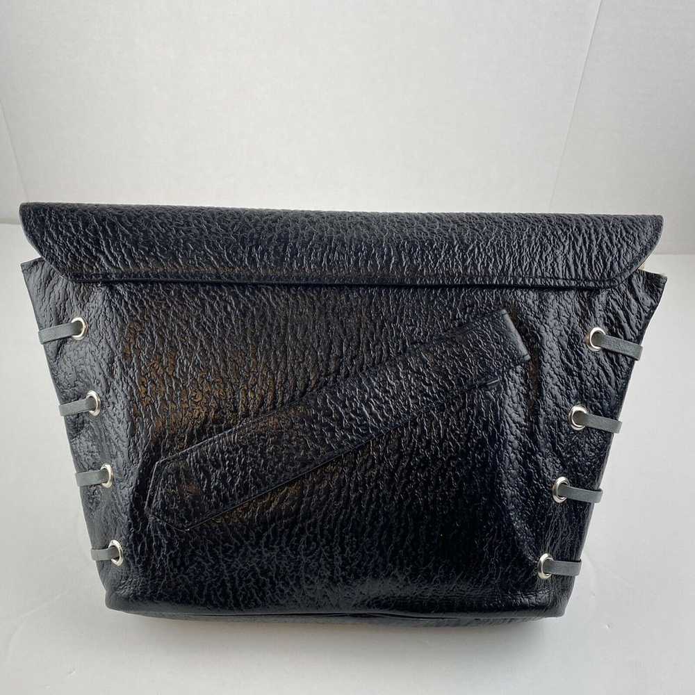 Vintage Clutch Bag Purse Black Pebbled Leather Si… - image 7