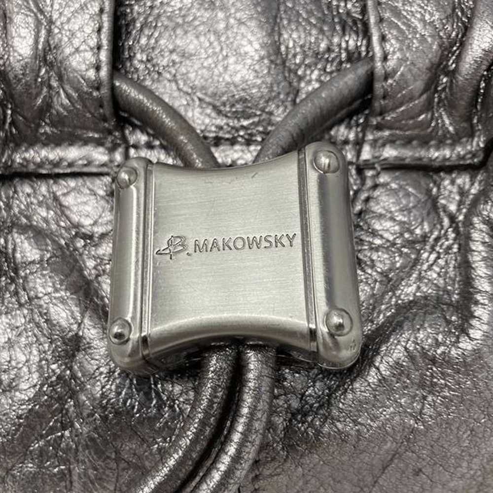 B. Makowski Leather Pewter Silver Hobo Purse Tote… - image 7