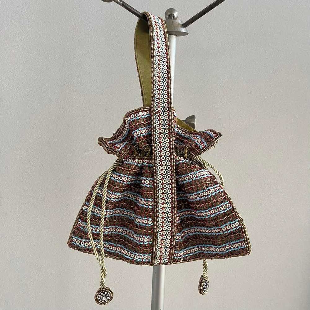 Vintage beaded drawstring bag - image 1