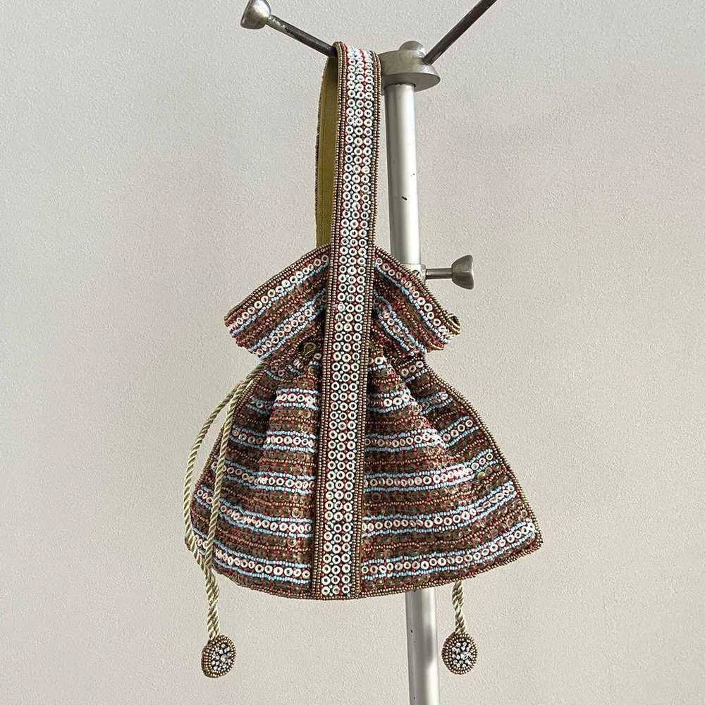 Vintage beaded drawstring bag - image 3