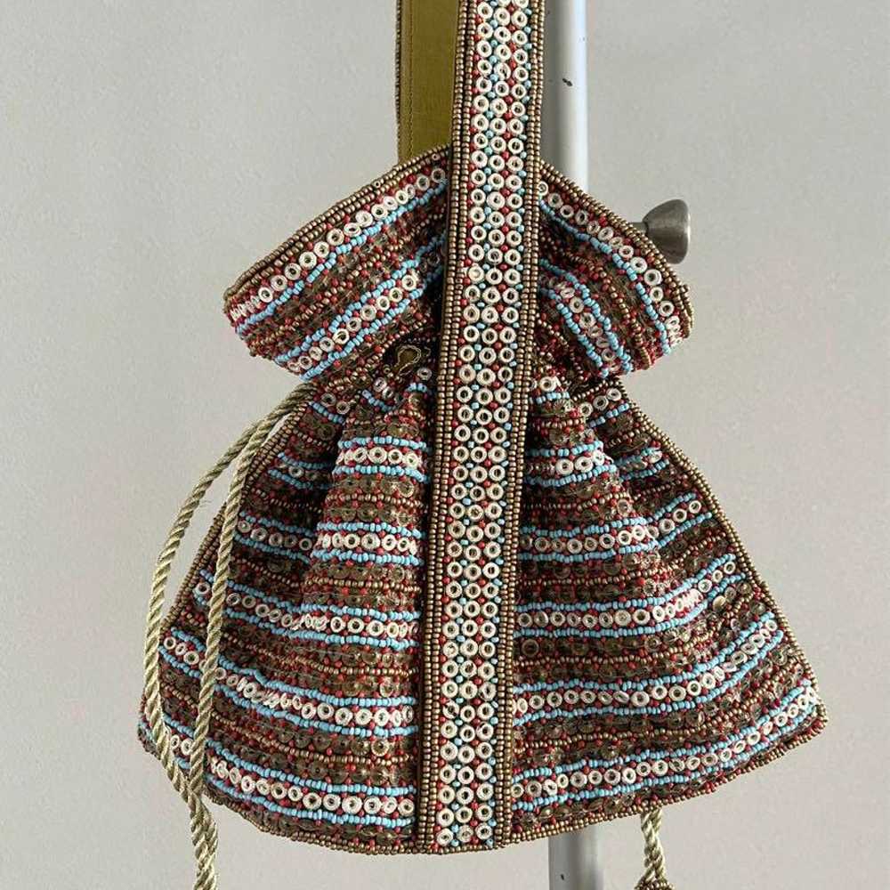 Vintage beaded drawstring bag - image 4