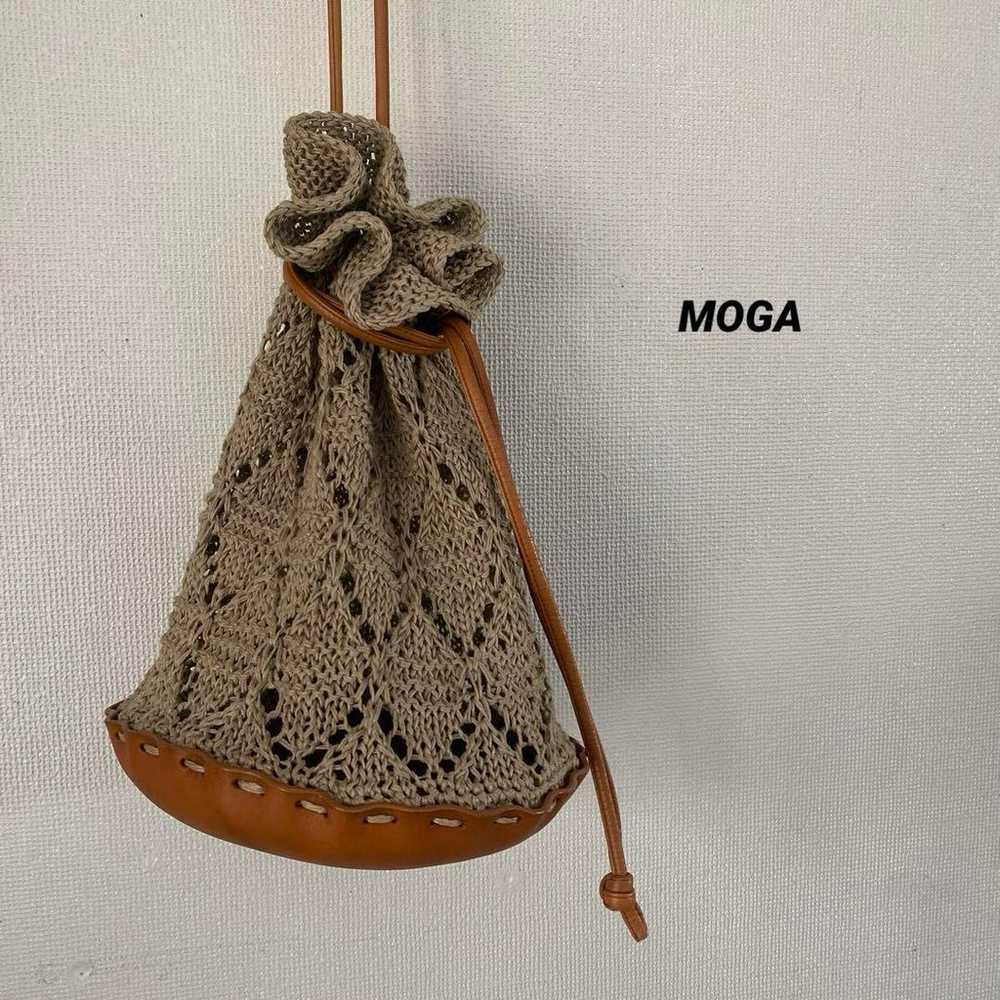 MOGA Hemp Knit Leather Shoulder Drawstring Bag - image 1