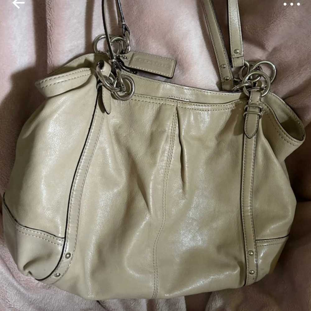 Coach Alexandra Tote Bag Beige Tan Leather - image 1