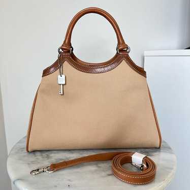 NWOT Vintage Fossil Tan Canvas & Leather Mini Purs