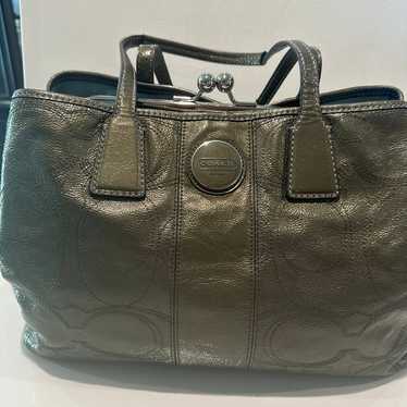 Coach Rare Vintage Patent Leather Hunter Green Kis