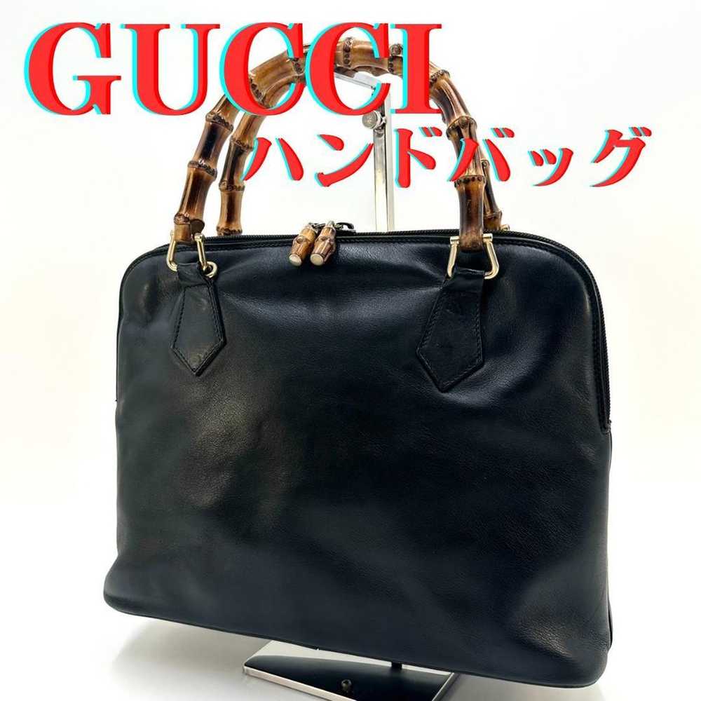 GUCCI Handbag Leather Bamboo Vintage Black - image 1