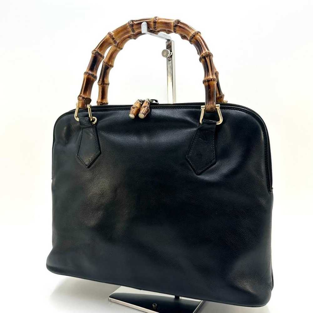 GUCCI Handbag Leather Bamboo Vintage Black - image 2