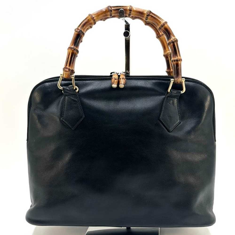 GUCCI Handbag Leather Bamboo Vintage Black - image 4