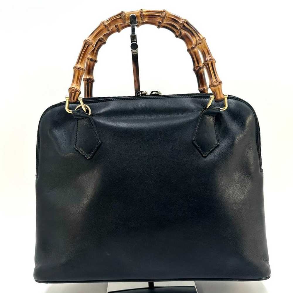 GUCCI Handbag Leather Bamboo Vintage Black - image 5