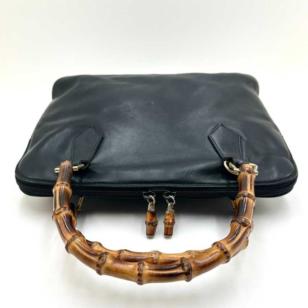 GUCCI Handbag Leather Bamboo Vintage Black - image 7