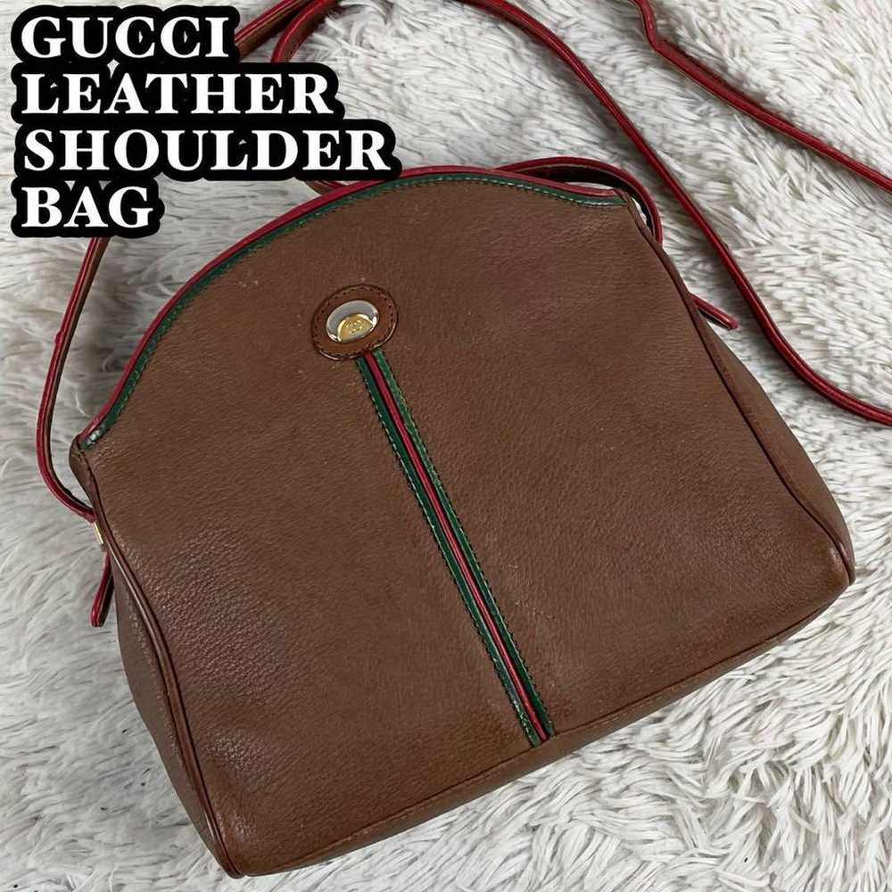 High-quality OLD GUCCI leather shoulder bag in br… - image 1