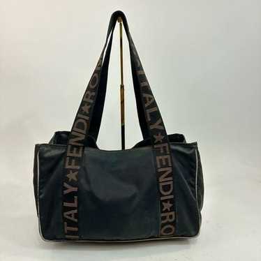 Vintage Fendi Roma Star Black Canvas Tote