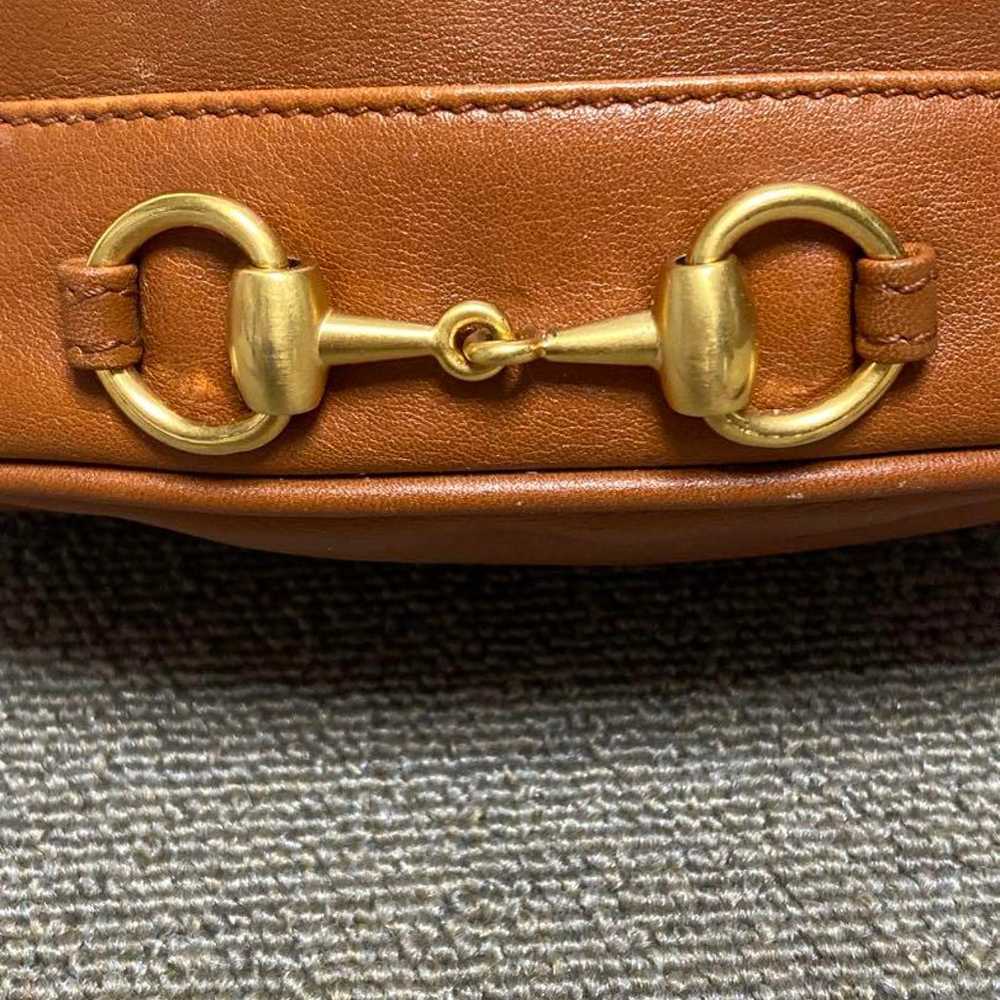 Old Gucci Horsebit Brown Leather Drawstring Mini … - image 2