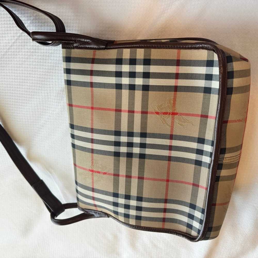 Burberrys Shoulder Bag Check Vintage Canvas Leath… - image 4