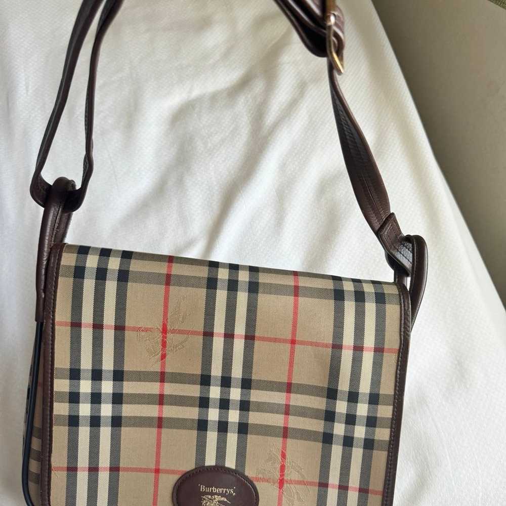 Burberrys Shoulder Bag Check Vintage Canvas Leath… - image 7