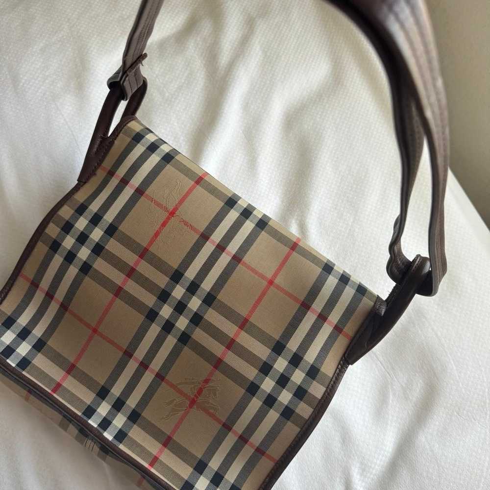 Burberrys Shoulder Bag Check Vintage Canvas Leath… - image 8