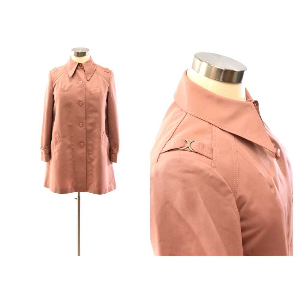 Vintage 70s Vintage Dusty Rose A Line Rain Jacket… - image 1