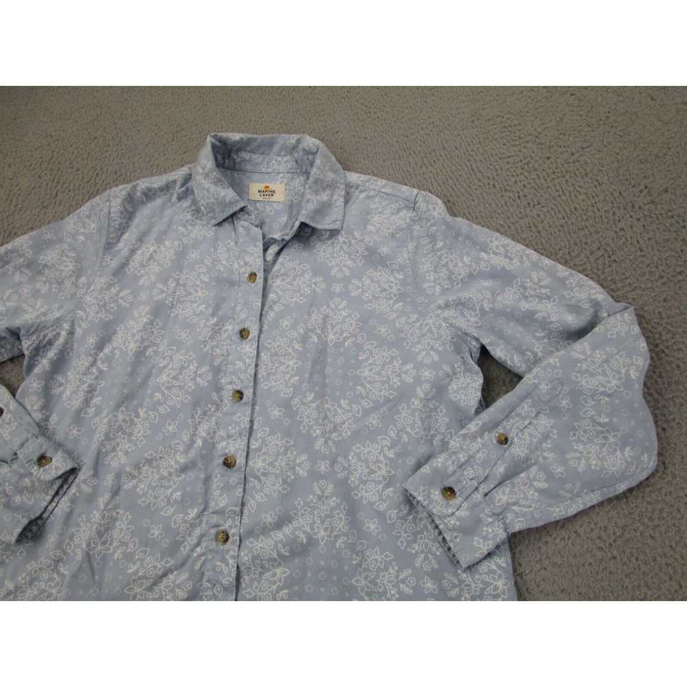 Marine Layer Marine Layer Shirt Women's M Blue Wh… - image 2