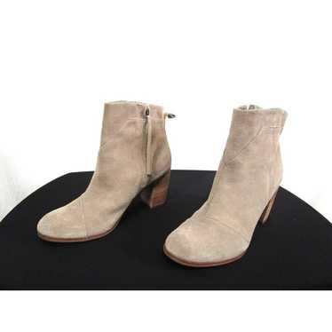 Toms Beige Suede Block High Heel Casual Ankle Boo… - image 1