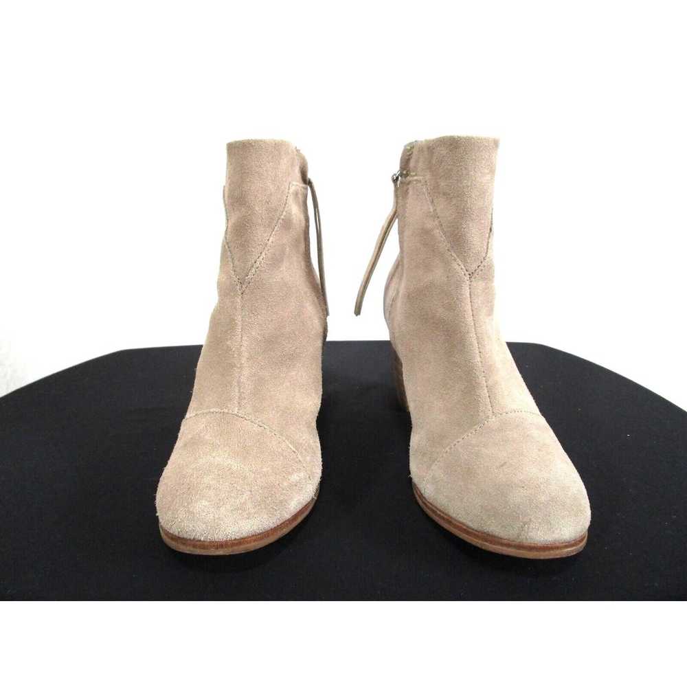 Toms Beige Suede Block High Heel Casual Ankle Boo… - image 2