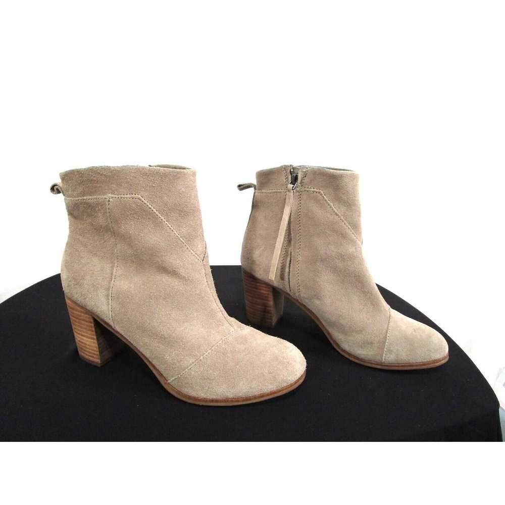 Toms Beige Suede Block High Heel Casual Ankle Boo… - image 3