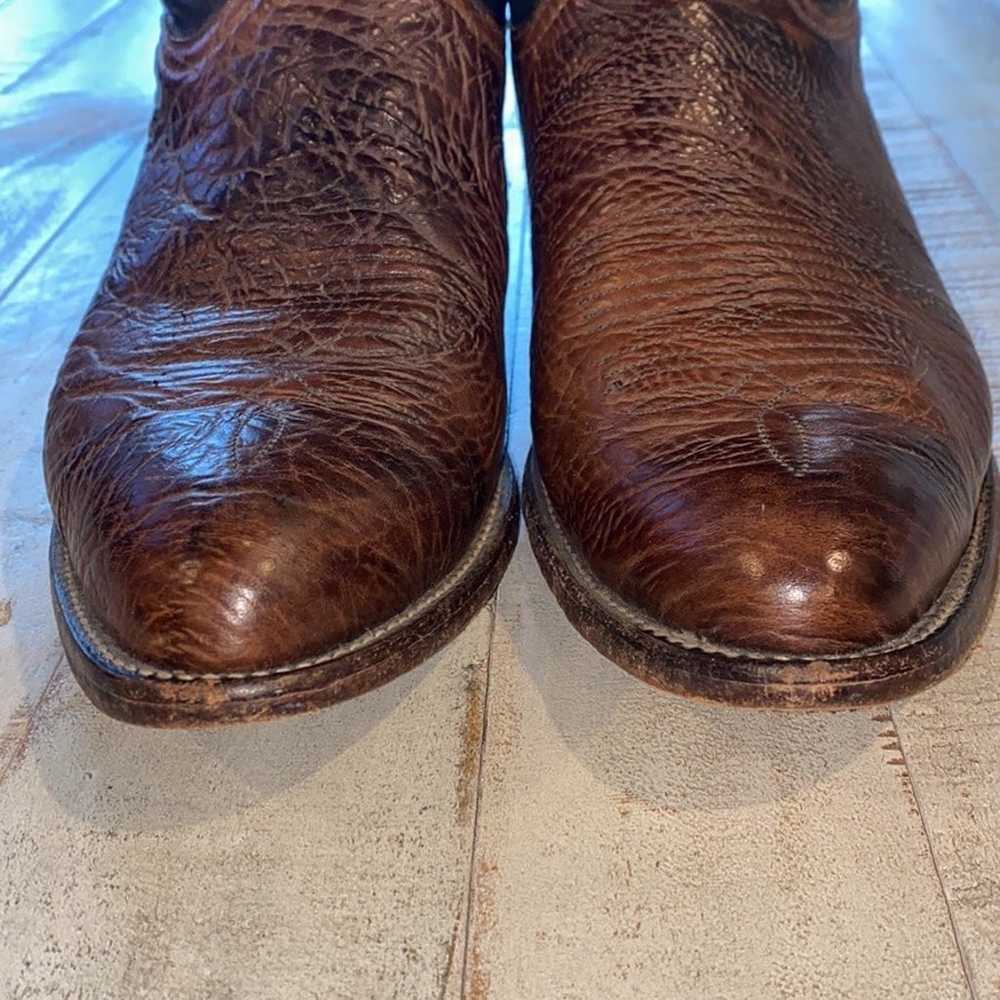 VINTAGE TONY LAMA 2 TONE LEATHER COWBOY BOOTS - image 8