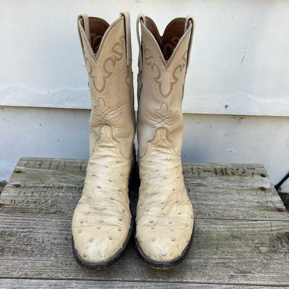 Vintage Lucchese Cream Ostrich Roper Cowgirl West… - image 2