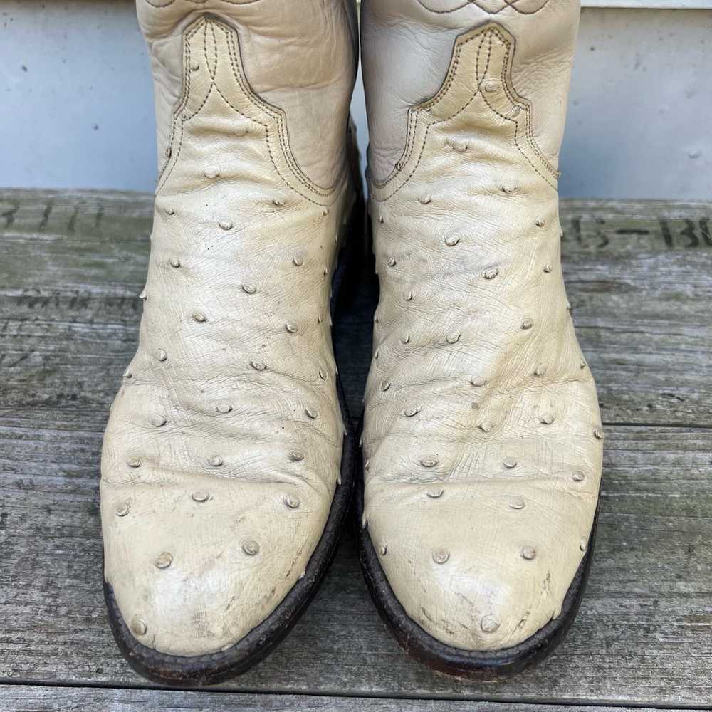 Vintage Lucchese Cream Ostrich Roper Cowgirl West… - image 3