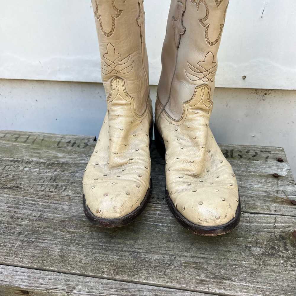 Vintage Lucchese Cream Ostrich Roper Cowgirl West… - image 5