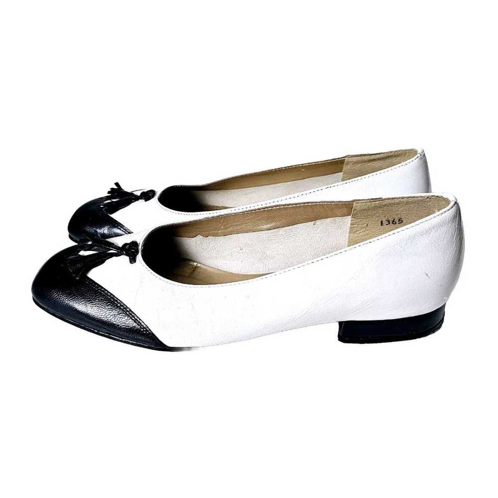 Leather Black White Tassle Loafer Flats Magdesian… - image 6