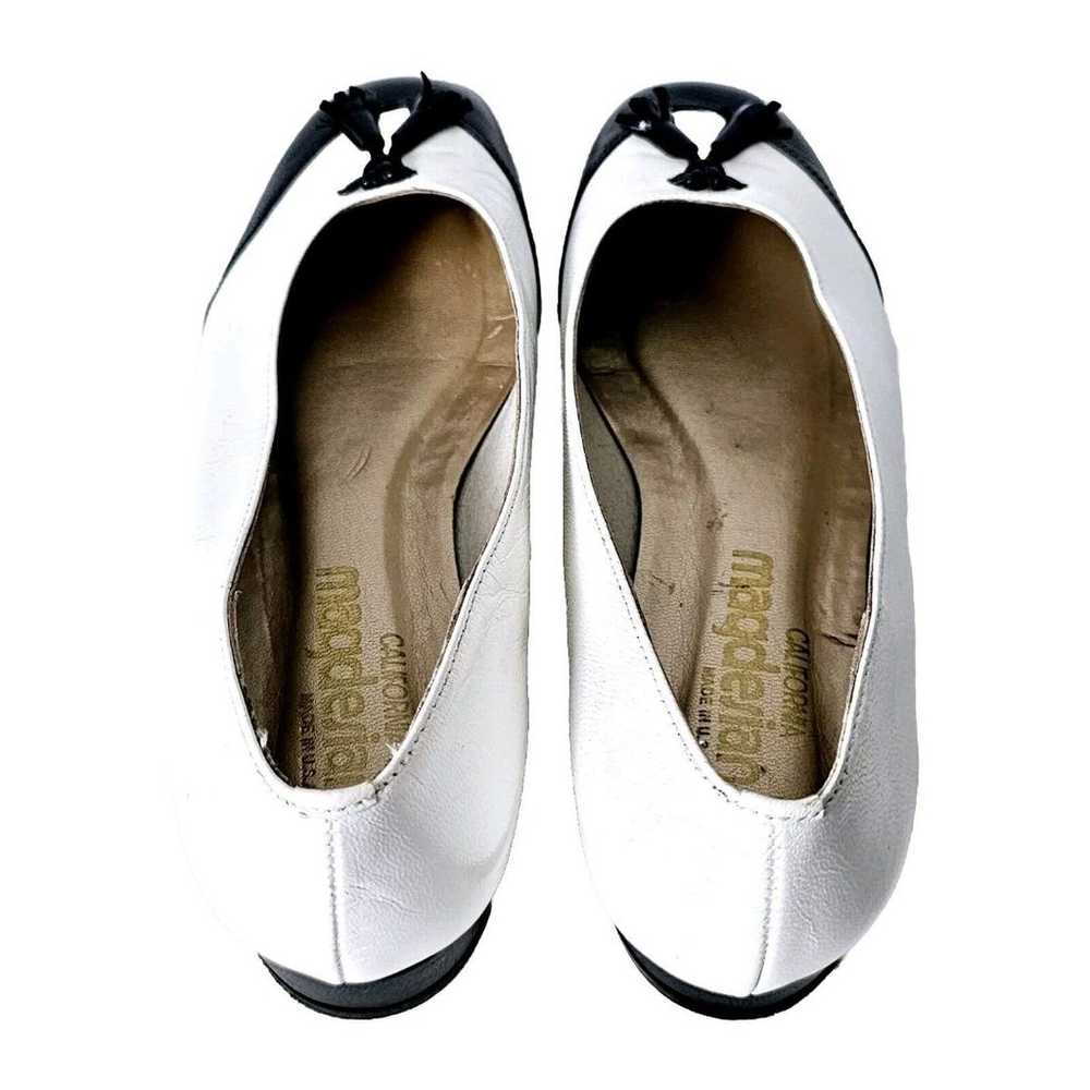 Leather Black White Tassle Loafer Flats Magdesian… - image 9