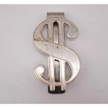 Vintage Silver Tone Luxury Dollar Sign Shaped Met… - image 1