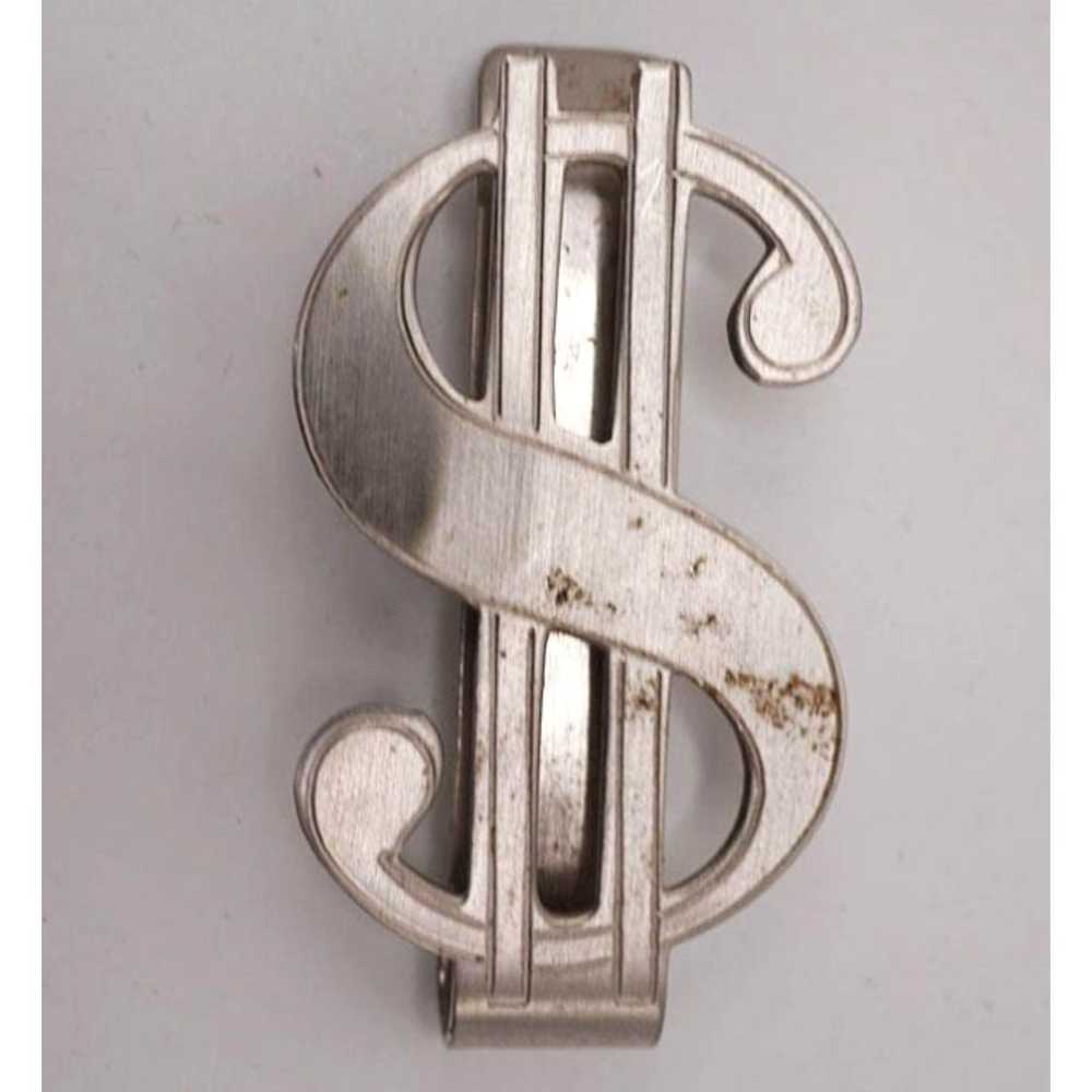 Vintage Silver Tone Luxury Dollar Sign Shaped Met… - image 2